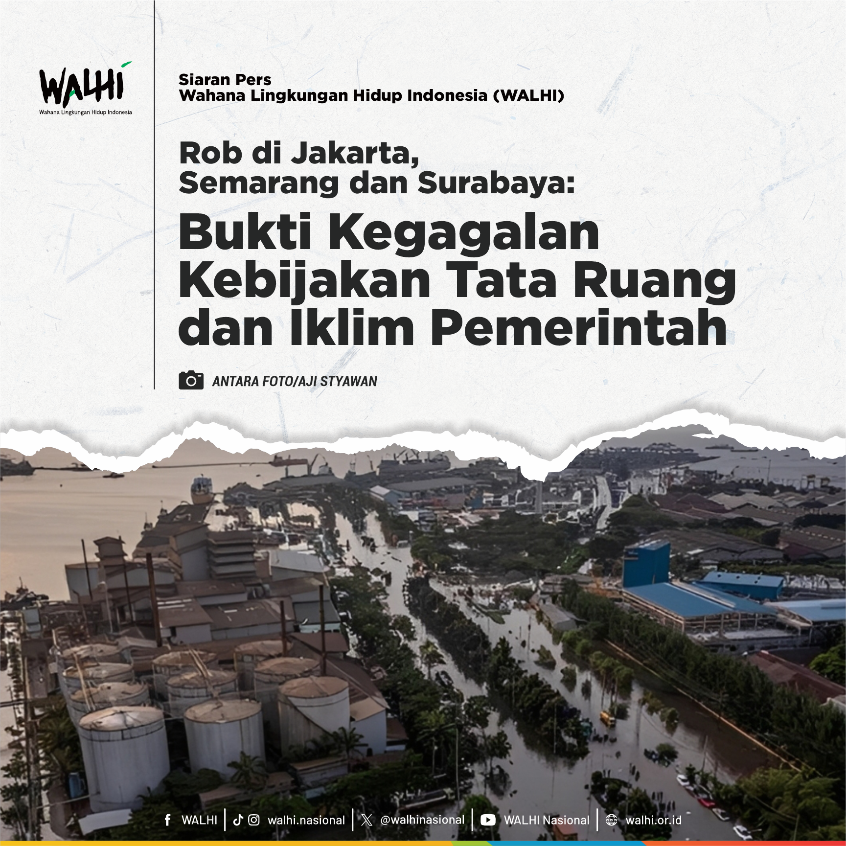 Rob di Jakarta, Semarang dan Surabaya: Bukti Kegagalan Kebijakan Tata Ruang dan Iklim Pemerintah