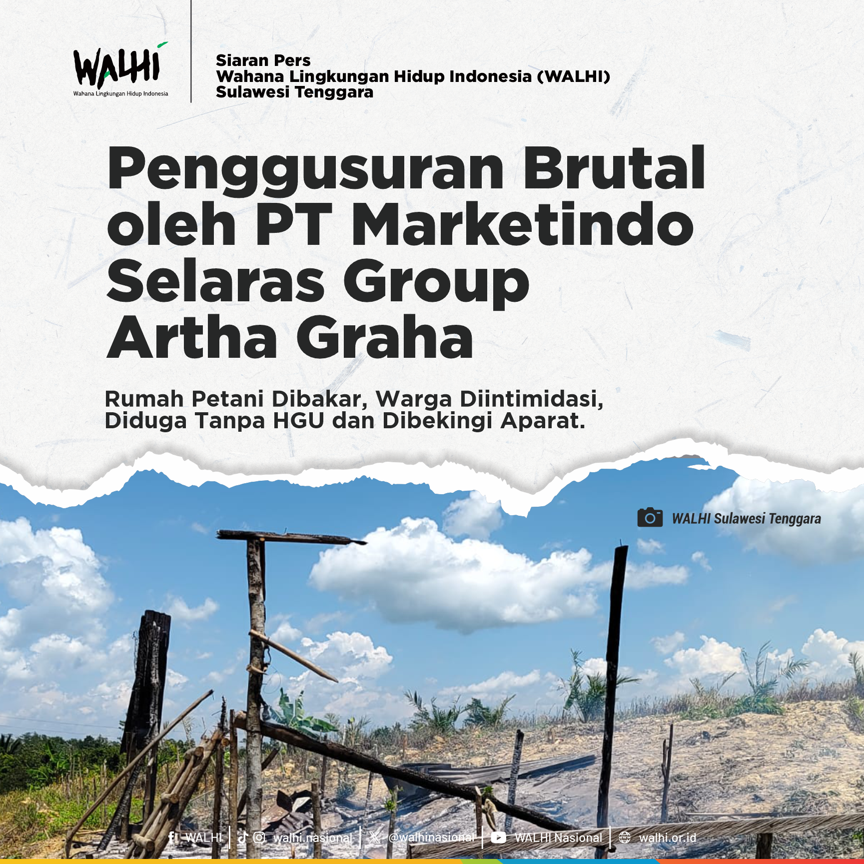 Penggusuran Brutal oleh PT Marketindo Selaras Group Artha Graha (Milik Tomi Winata), Rumah Petani Dibakar, Warga Diintimidasi, Diduga Tanpa HGU dan Dibekingi Aparat